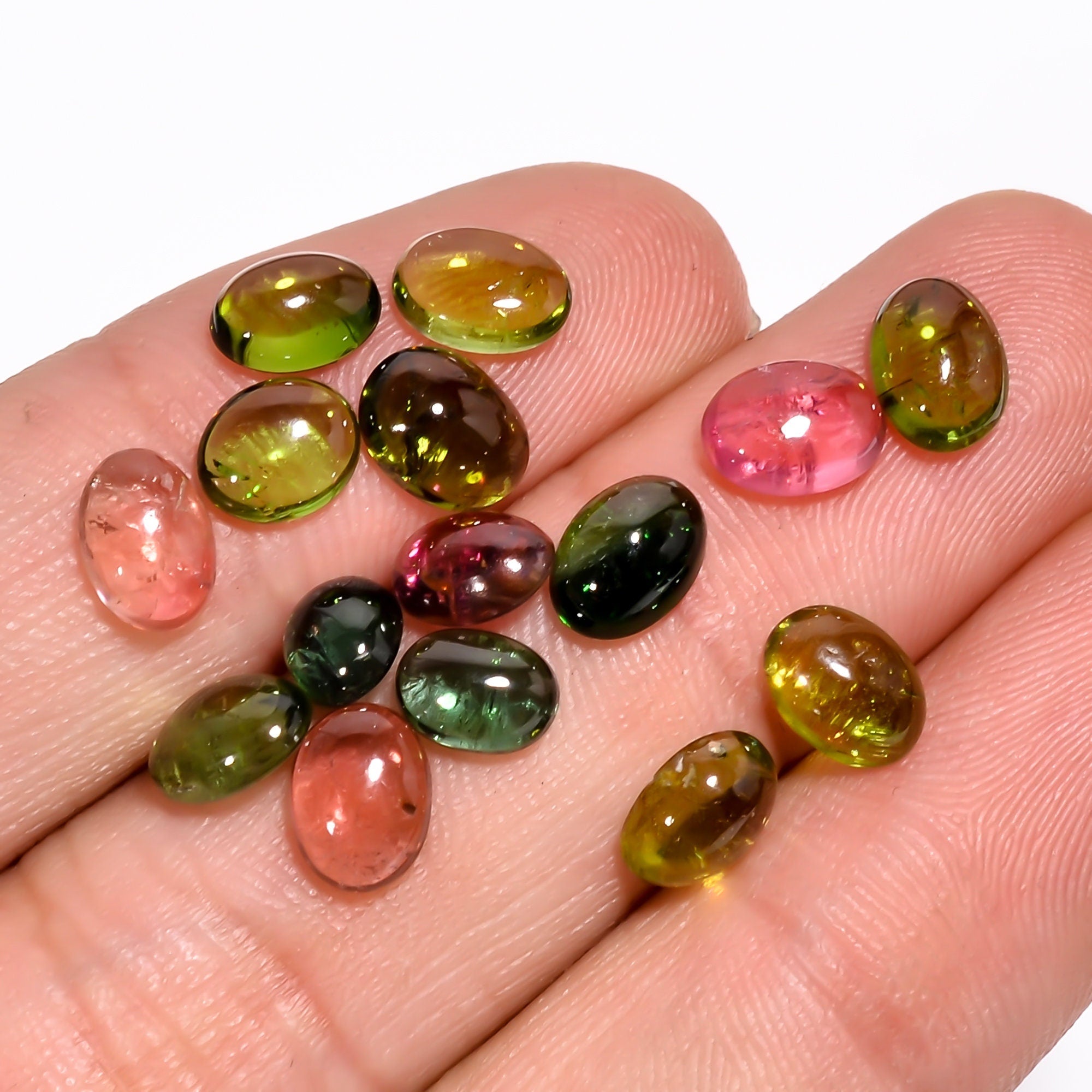 multi tourmaline oval shape cabochon loose gemstone 15 pcs lot